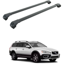 Für Volvo V70 Kombi 1998–16, Dachträger, Querstange, Metallhalterung, erhöhte Schiene, Alu, Schwarz-1