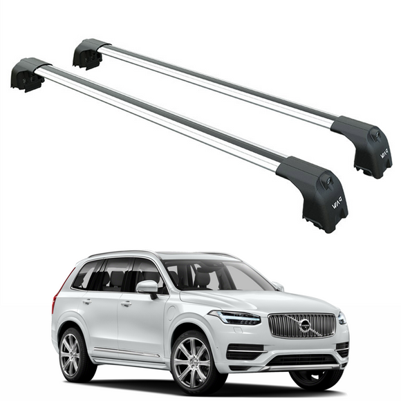 Für Volvo XC90 2015-Up Dachträger Querstange Metallhalterung Flush Rail Alu Silber