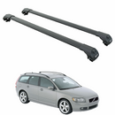 Für Volvo V50 2004–12 Dachträger, Querträger, Metallhalterung, erhöhte Schiene, Alu, Schwarz-1