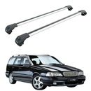 Für Volvo V70 Kombi 1998–16, Dachträger, Querstange, Metallhalterung, erhöhte Schiene, Alu, Silber-1