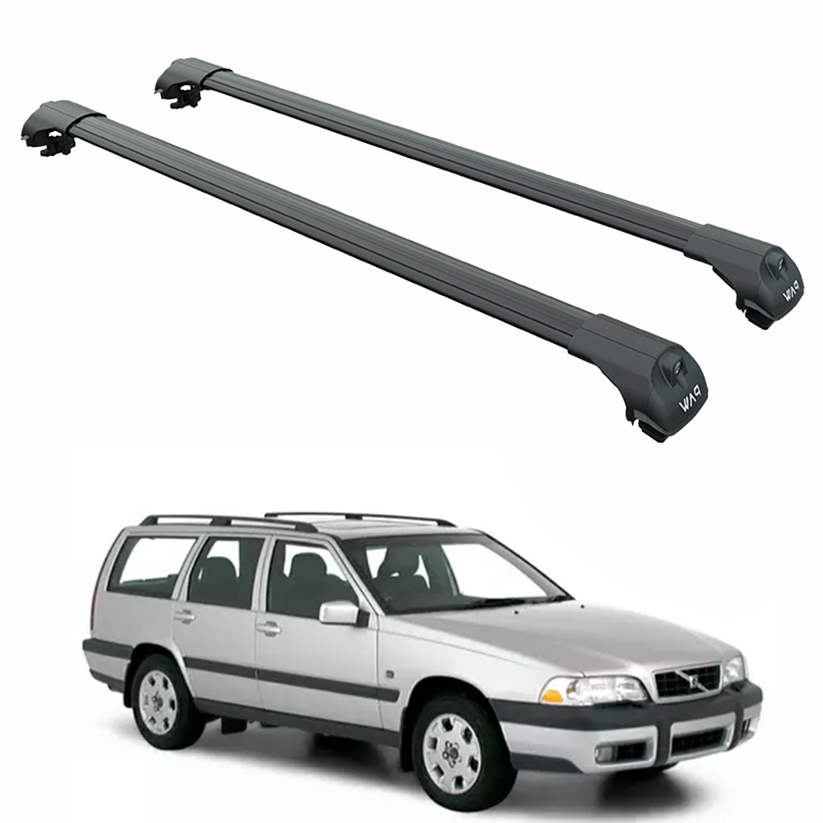 For Volvo XC70 2000-2007 Roof Rack Cross Bar Raised Rail Black