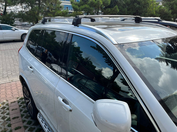 Für Volvo XC90 2015-Up Dachträger Querstange Metallhalterung Flush Rail Alu Silber