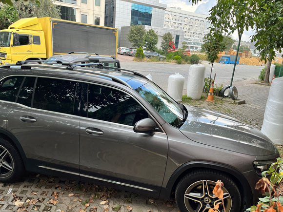 Für Mercedes GLB ab 2019, Dachträgersystem, Träger, Querträger, Aluminium, abschließbar, hochwertige Metallhalterung, silberfarben