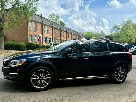 Für Volvo V60 Kombi 2010–18, Dachträger, Querstange, Metallhalterung, bündige Schiene, Schwarz