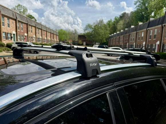 Für Volvo V60 Kombi 2010–18, Dachträger, Querstange, Metallhalterung, bündige Schiene, Schwarz