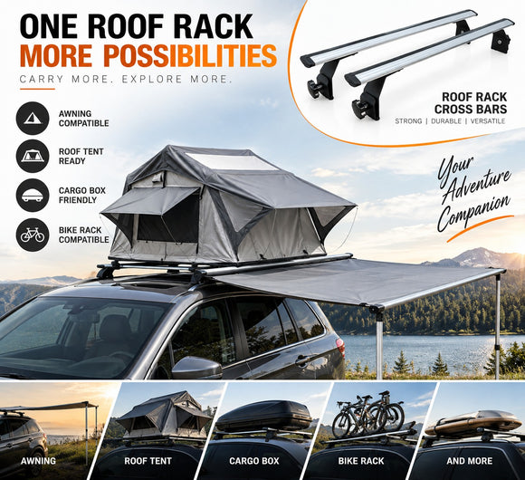 Chevrolet Express Van 1996-Up Van Roof Rack Cross Bars - 3Qty T-Slot Aluminum Bars (Black), Rain Gutter Mount, No Drilling, 4 Load Stops, for Work & Recreation
