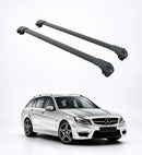 For Mercedes C Estate S204 (2008-2014) Roof Rack Cross Bars Raised Rail Black-1