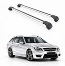 For Mercedes C Estate S204 (2008-2014) Roof Rack Cross Bars Raised Rail Silver-1
