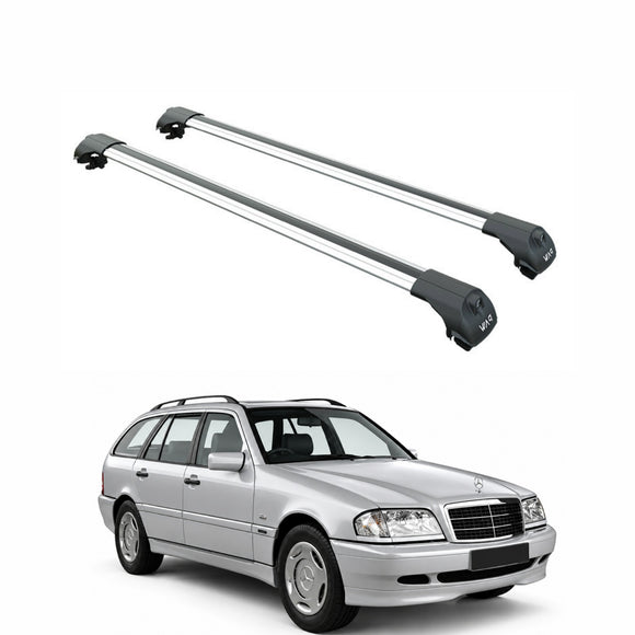 For Mercedes C Estate S202 (1993-2000) Roof Rack Cross Bars Raised Rail Silver
