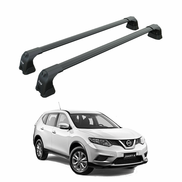 For Nissan X-Trail T32 2014-2021 Roof Rack System, Aluminium Cross Bar, Fix Point, Black