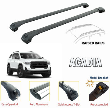 For GMC Acadia/Denali 2010-2016 Roof Rack Cross Bars Raised Rail Alu Black - 0