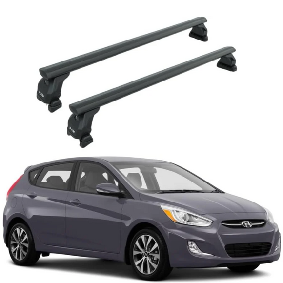 For Hyundai Accent 4th Gen HB 2012-2017 Roof Rack Cross Bars Fixed Points, Black