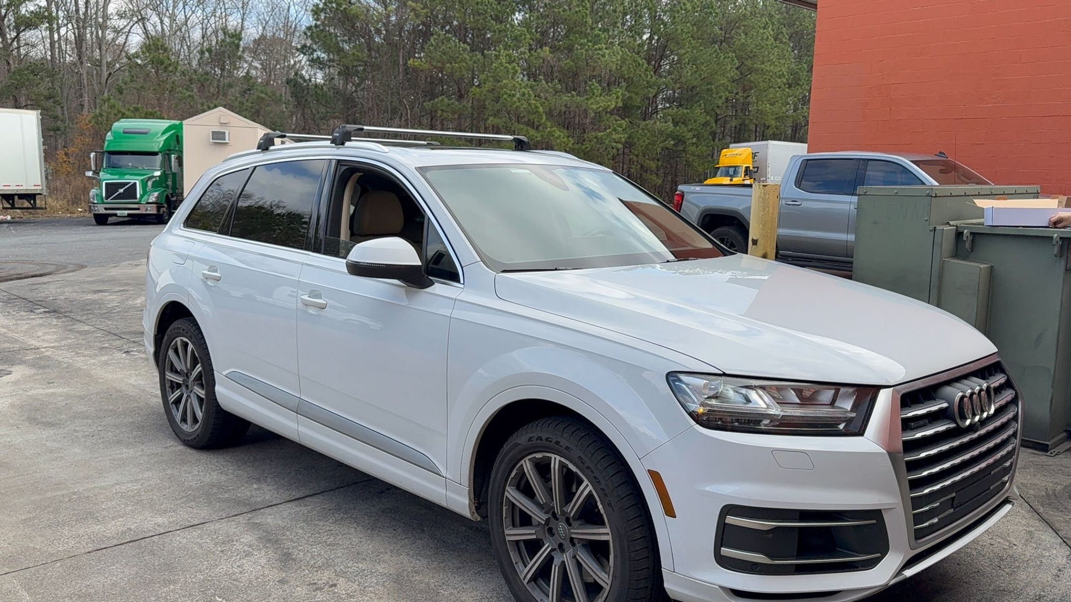 Für Audi Q7 ab 2016 Dachträger-Dachträgersystem, Aluminium-Querstange, Metallhalterung, bündige Schienen, Silber