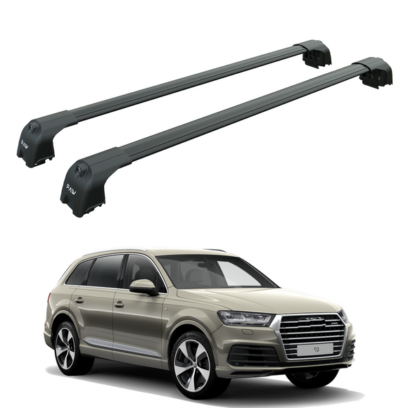 For Audi Q7 2016-2025 Roof Rack Cross Bars Flush Rails Black