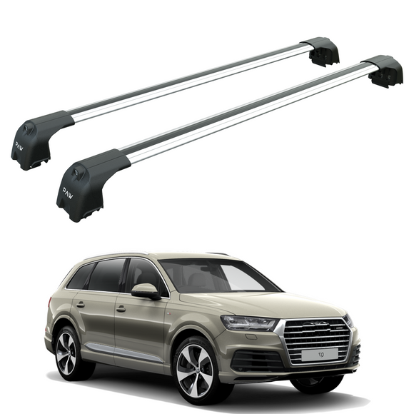For Audi Q7 2016-2025 Roof Rack Cross Bars Flush Rails Silver
