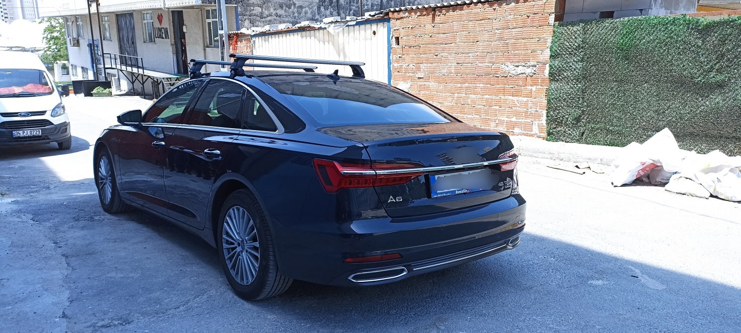Barres De Toit Transversales Menabo Pour Audi A6/S6 C8 Berline 2018-2025 - Noir, Aluminium - 6