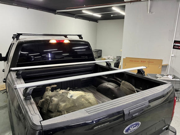 Für Ford F150 Lightning 2022-Up Dachträgersystem, Aluminium-Querstange, Metallhalterung, abschließbar, Silber