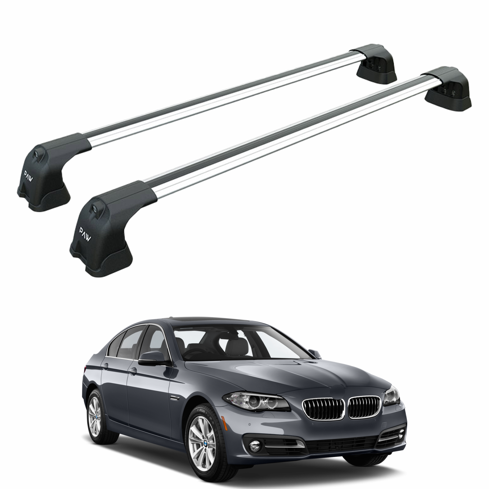 For BMW 5 Sedan F10 2009-2017 Roof Rack Cross Bars Fix Point Alu Silver