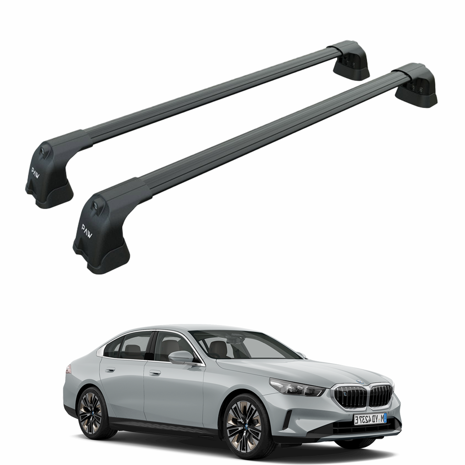 For BMW 5 Sedan G60 Roof Rack Cross Bars Fix Point Alu 2024-Up Black