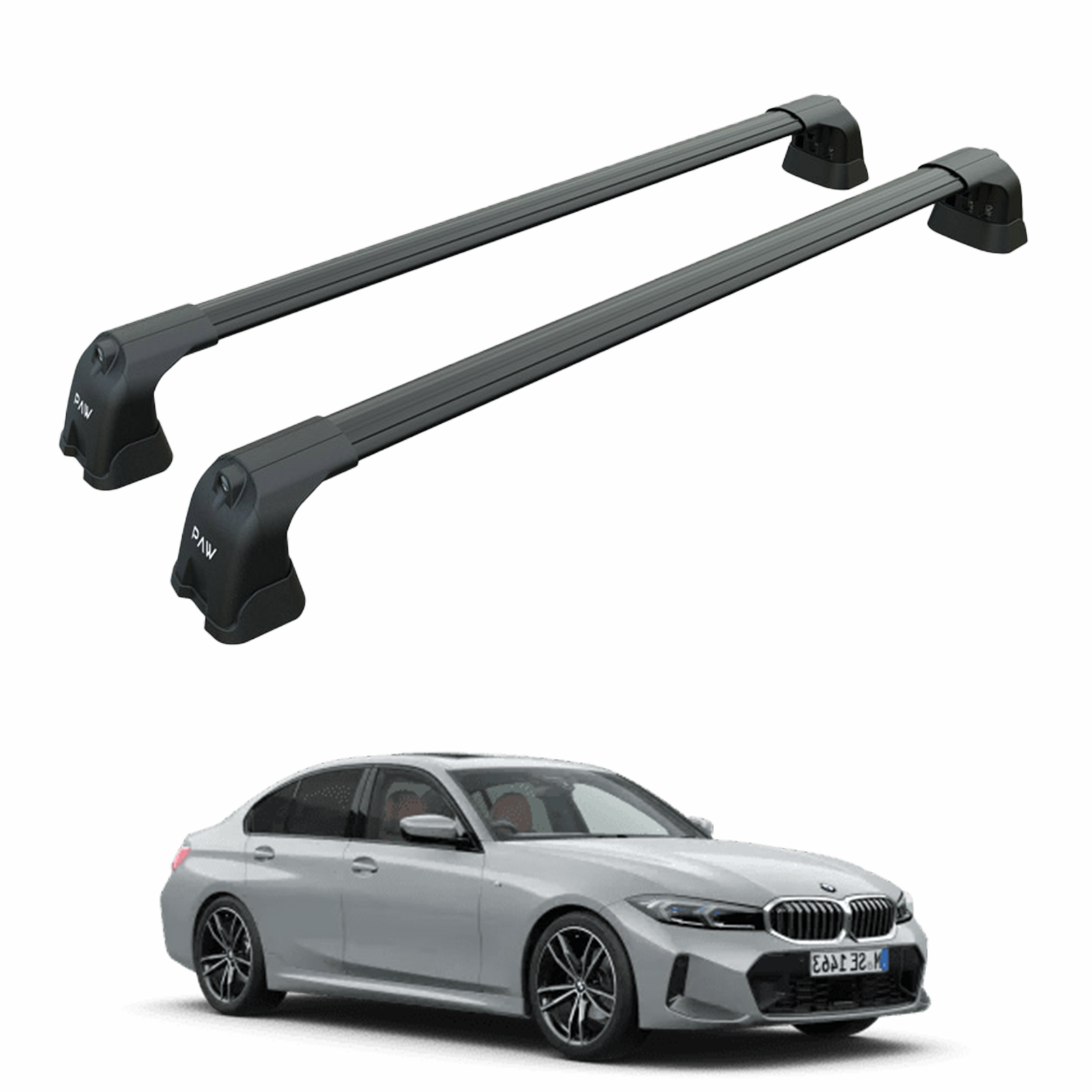 For BMW 5 Sedan G30 2016-2023 Roof Rack Cross Bars Fix Point Alu Black