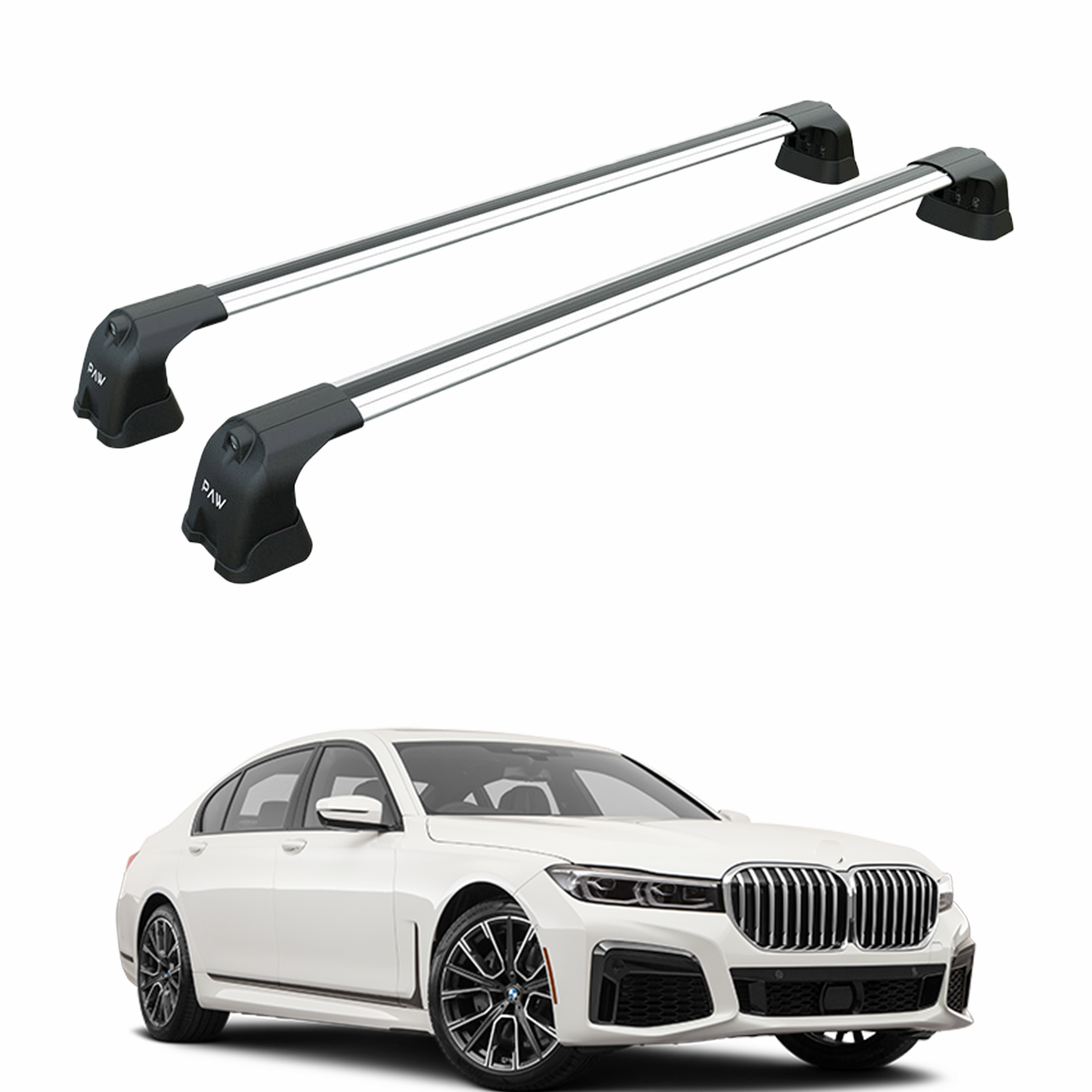 For BMW 7 2022-2025 Roof Rack Cross Bars Fix Point Alu Silver