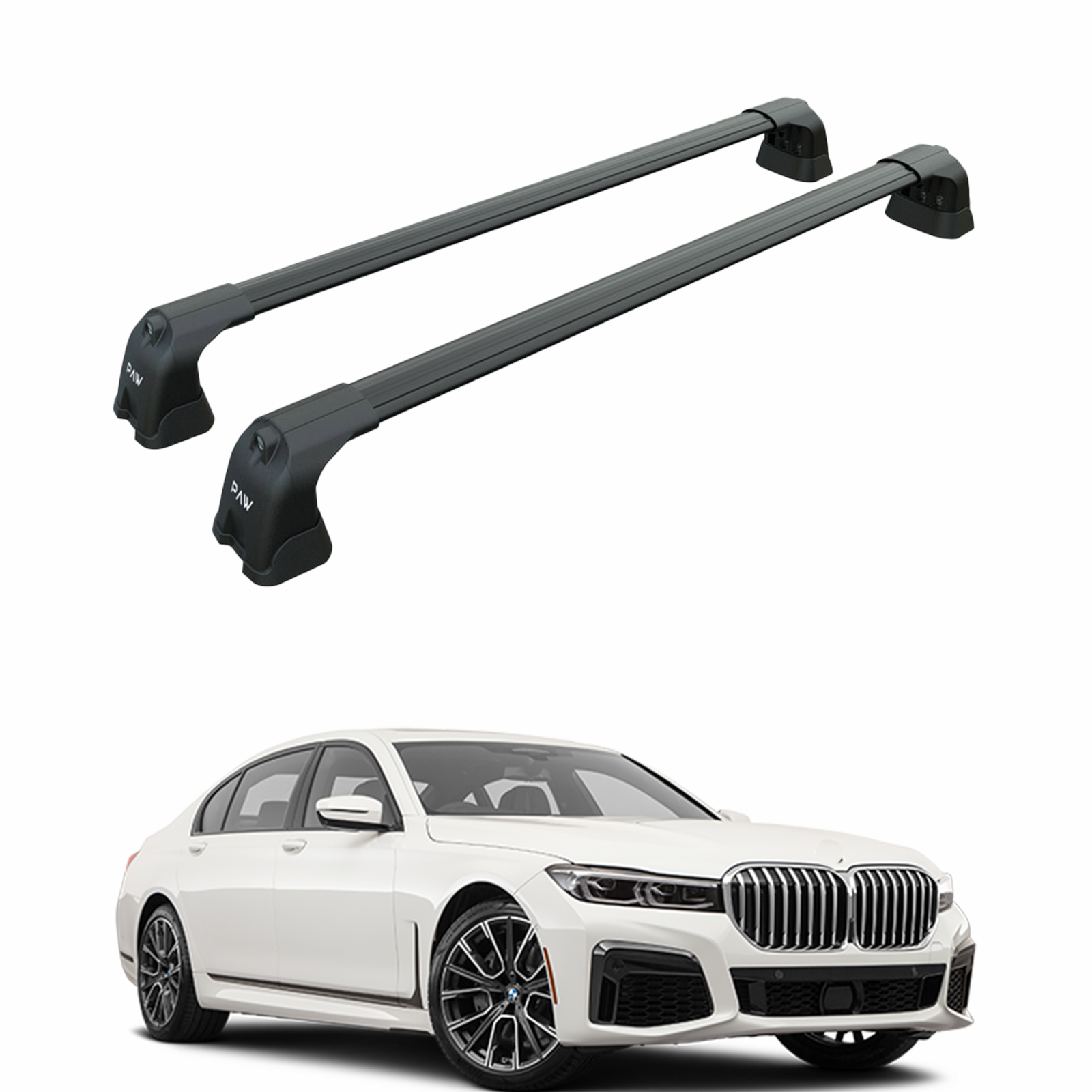 For BMW 7 2022-2025 Roof Rack Cross Bars Fix Point Alu Black