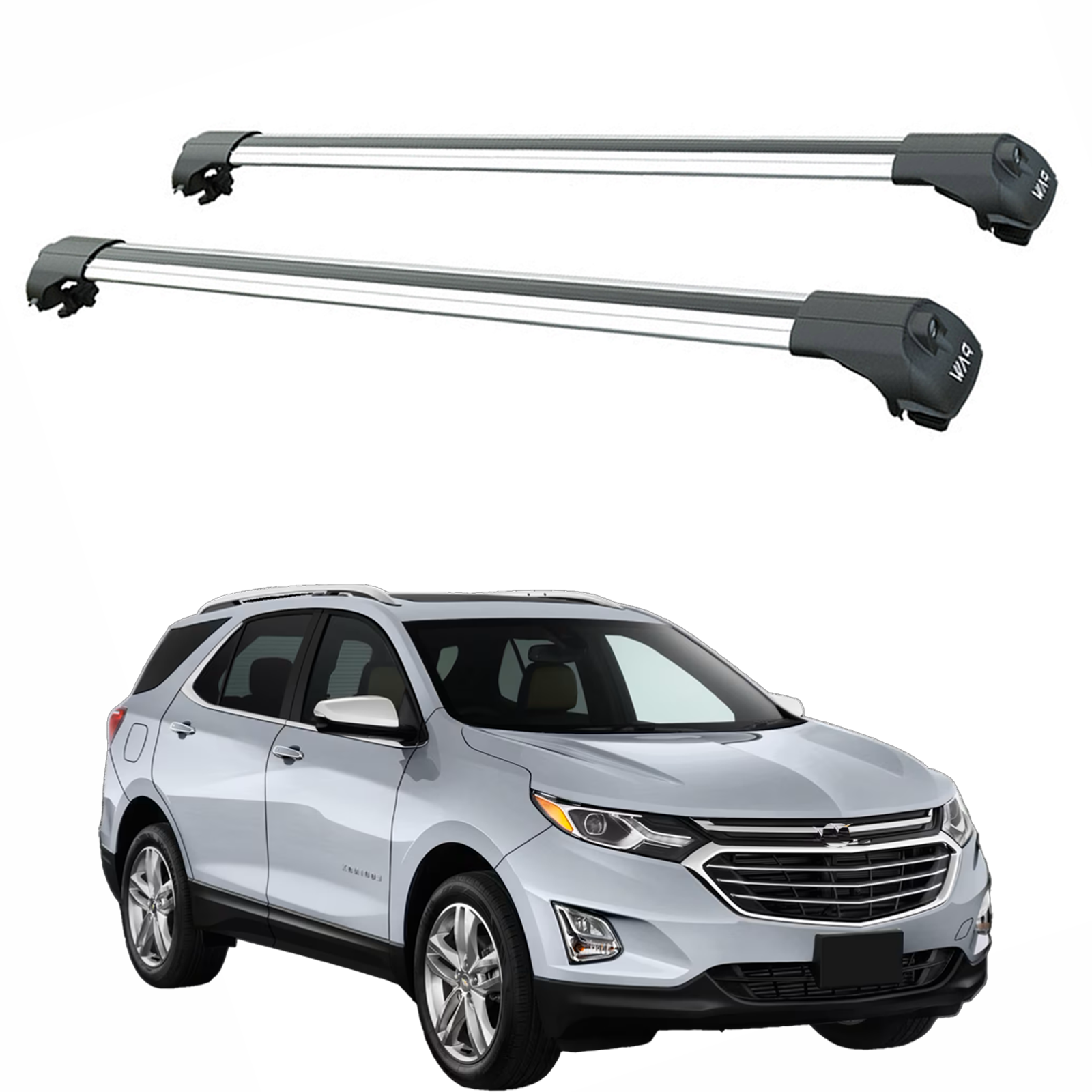 For Chevrolet Equinox 2018-2024 Roof Rack Cross Bars Metal Bracket Raised Rail Alu Silver