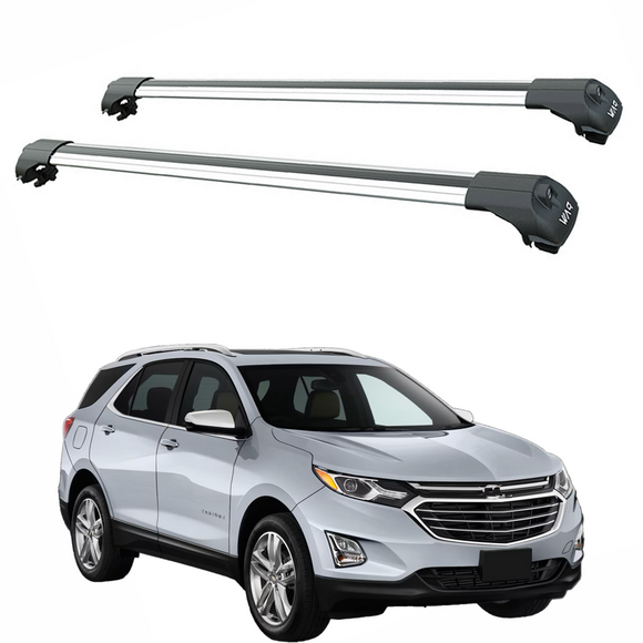 For Chevrolet Equinox (2018-2024) Roof Rack Cross Bars, Raised Rail, Silver