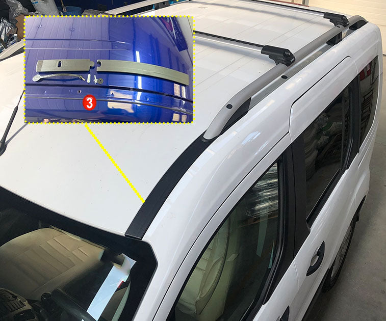 Für Ford Transit Connect ab 2014, Dachträgersystem, Träger-Querstangen, Aluminium, abschließbar, hochwertige Metallhalterung, silberfarben-3