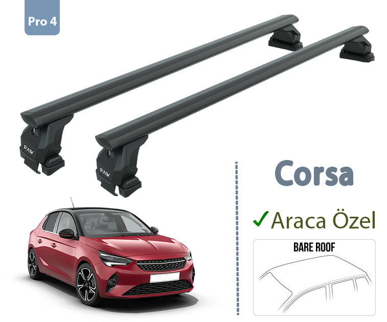For Opel&Vauxhall Corsa (F) 2019-Up Roof Rack System Carrier Cross Bars Aluminum Lockable High Quality of Metal Bracket Black - 0