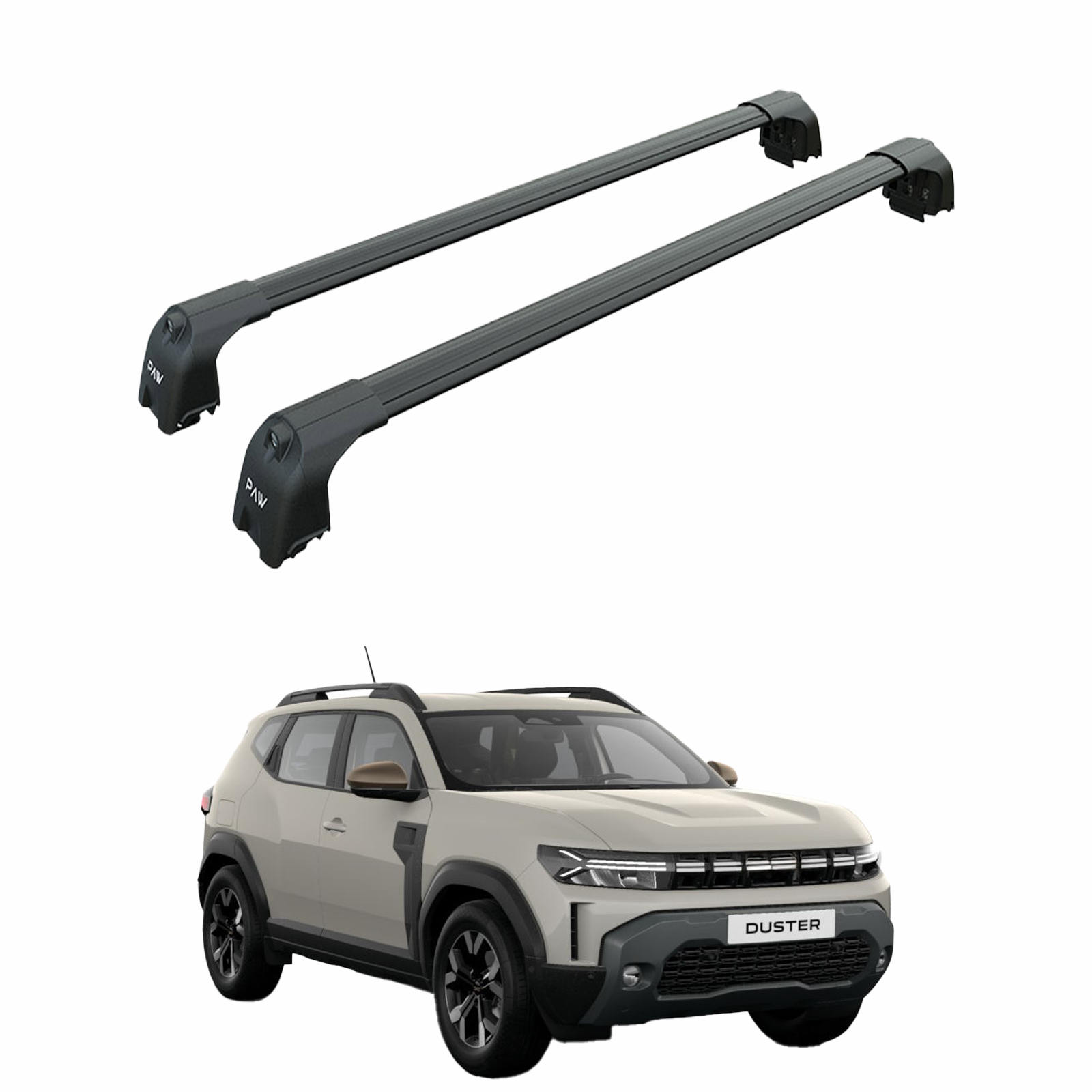 Für Dacia Duster 2018-Up Dachträgersystem, Aluminium-Querstange, Metallhalterung, abschließbar, Schwarz