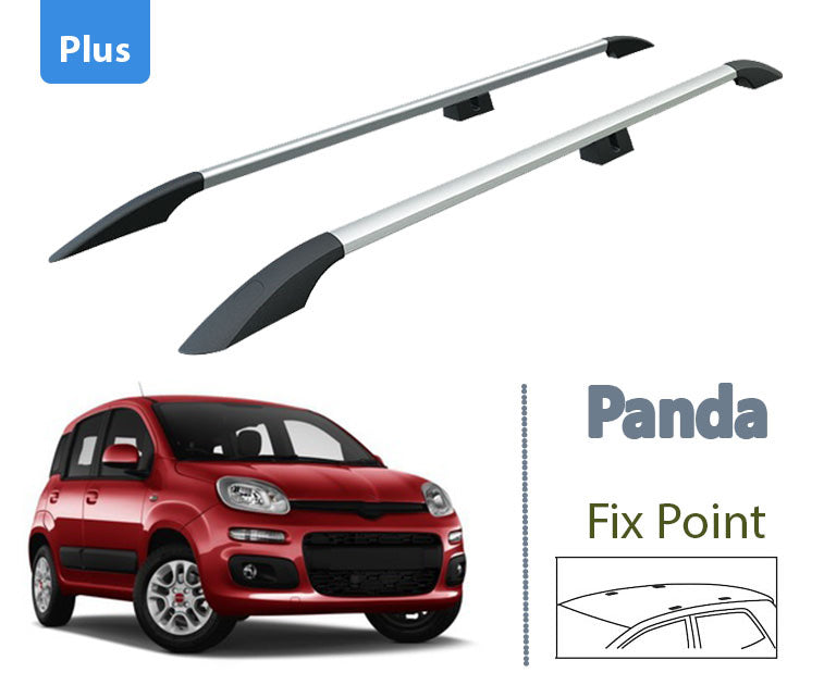 Plus Roof Rails Roof Rack Compatible with Fiat Panda 319 for Attaching Roof Racks, Roof Boxes or Roof Bicycle Racks Robust Aluminium Construction Silver 2013- Onwards