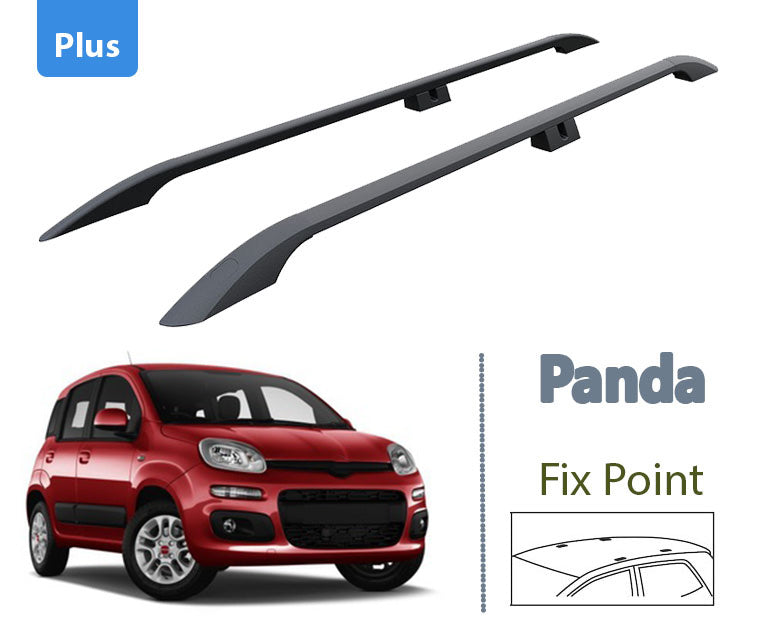 Plus Roof Rails Roof Rack Compatible with Fiat Panda 319 for Attaching Roof Racks, Roof Boxes or Roof Bicycle Racks Robust Aluminium Construction Black 2013- Onwards