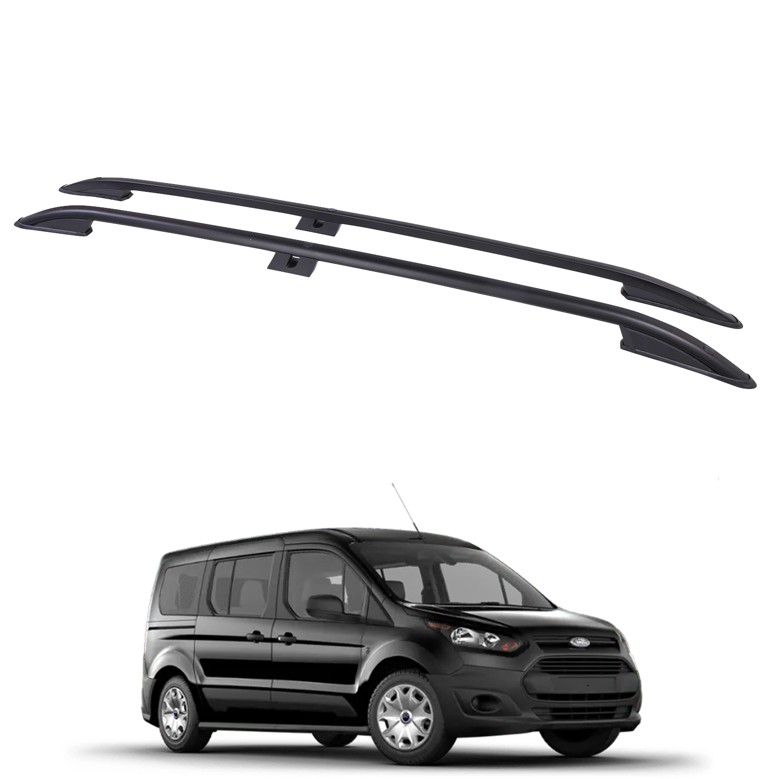 For Ford Transit Connect SWB (2013-2023) Roof Side Rails Ultimate Style, Black