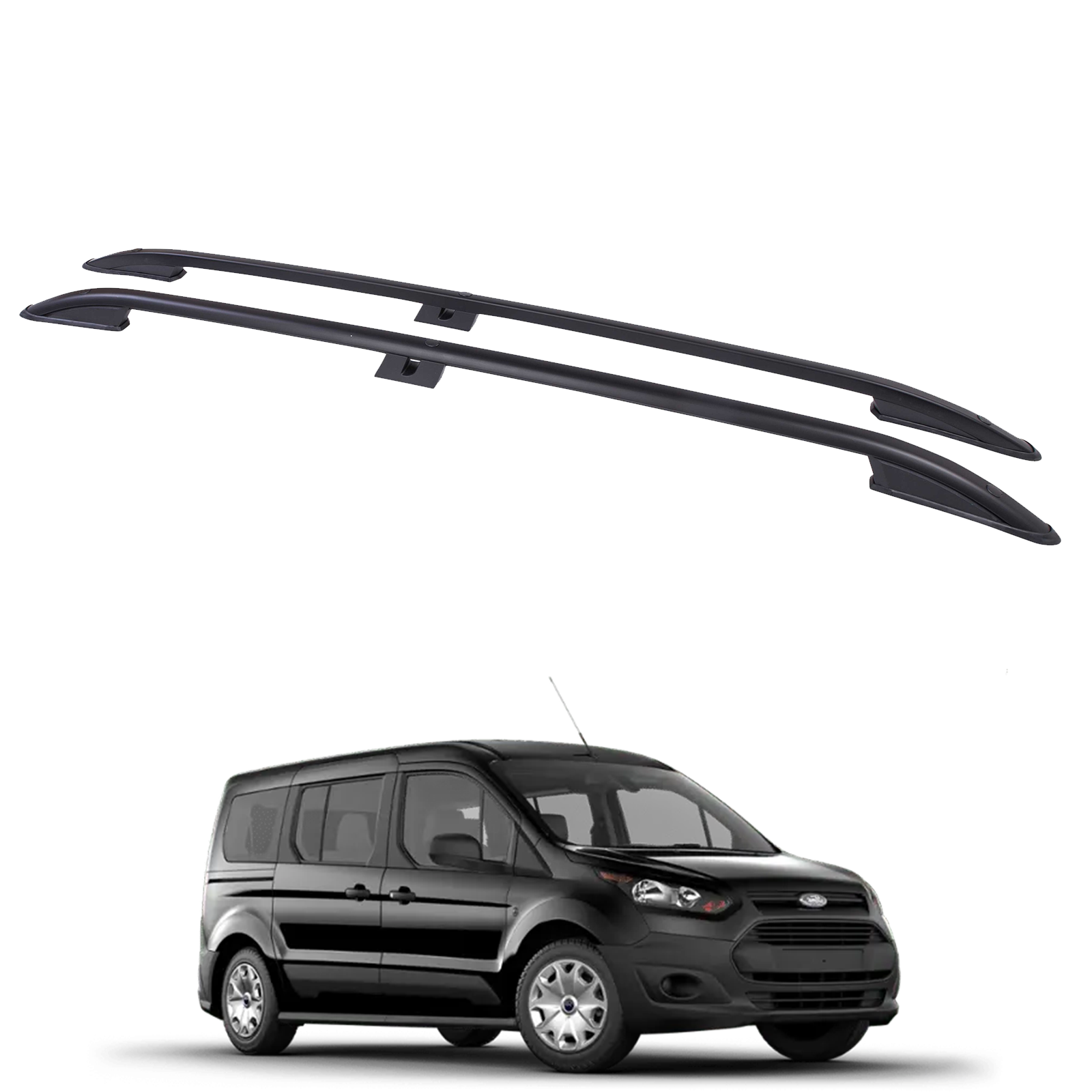 For Ford Transit Connect 2013-2024 Roof Side Rails Ultimate Style Alu LWB Black