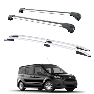 Für Ford Transit Connect LWB Dachreling + Dachträger Gepäckträger Silber Komplettset