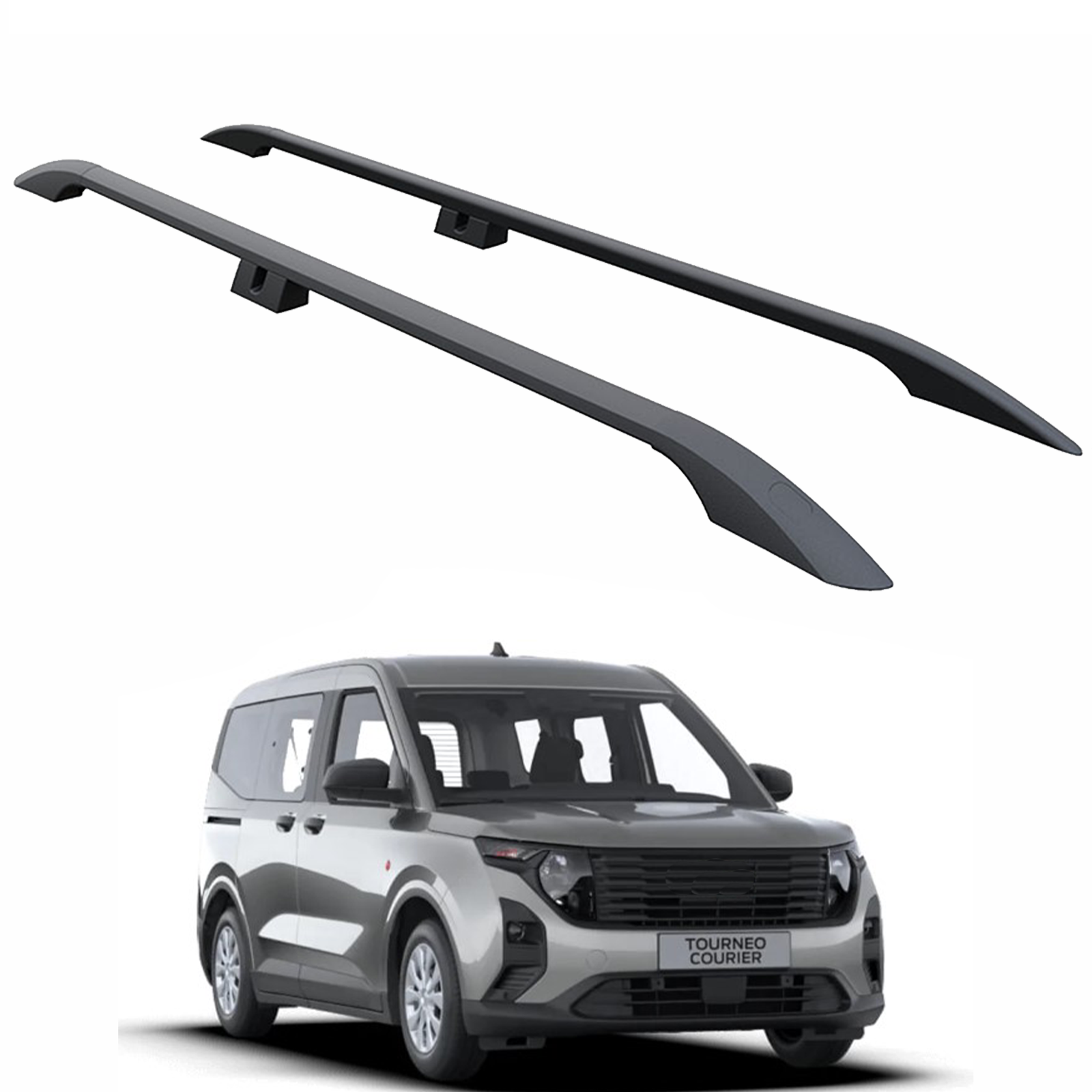 For Ford Transit Courier 2023-2025 Roof Side Rails Ultimate Style Alu Black