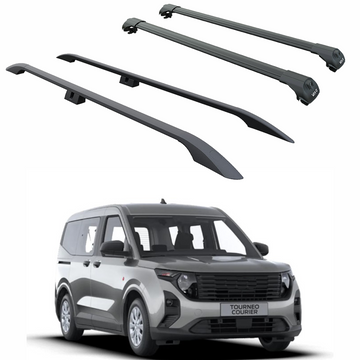 For Ford Courier 2023-2025 Roof Side Rails and Roof Racks Cross Bars Alu Black