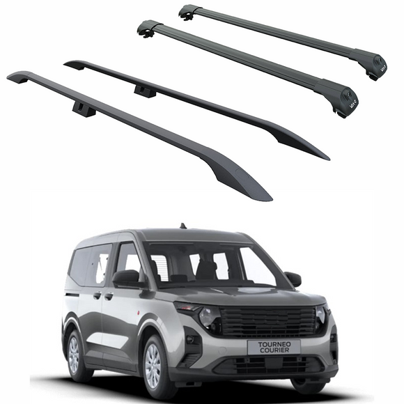 For Ford Courier (2023-2025) Roof Side Rails and Roof Racks Cross Bars, Black