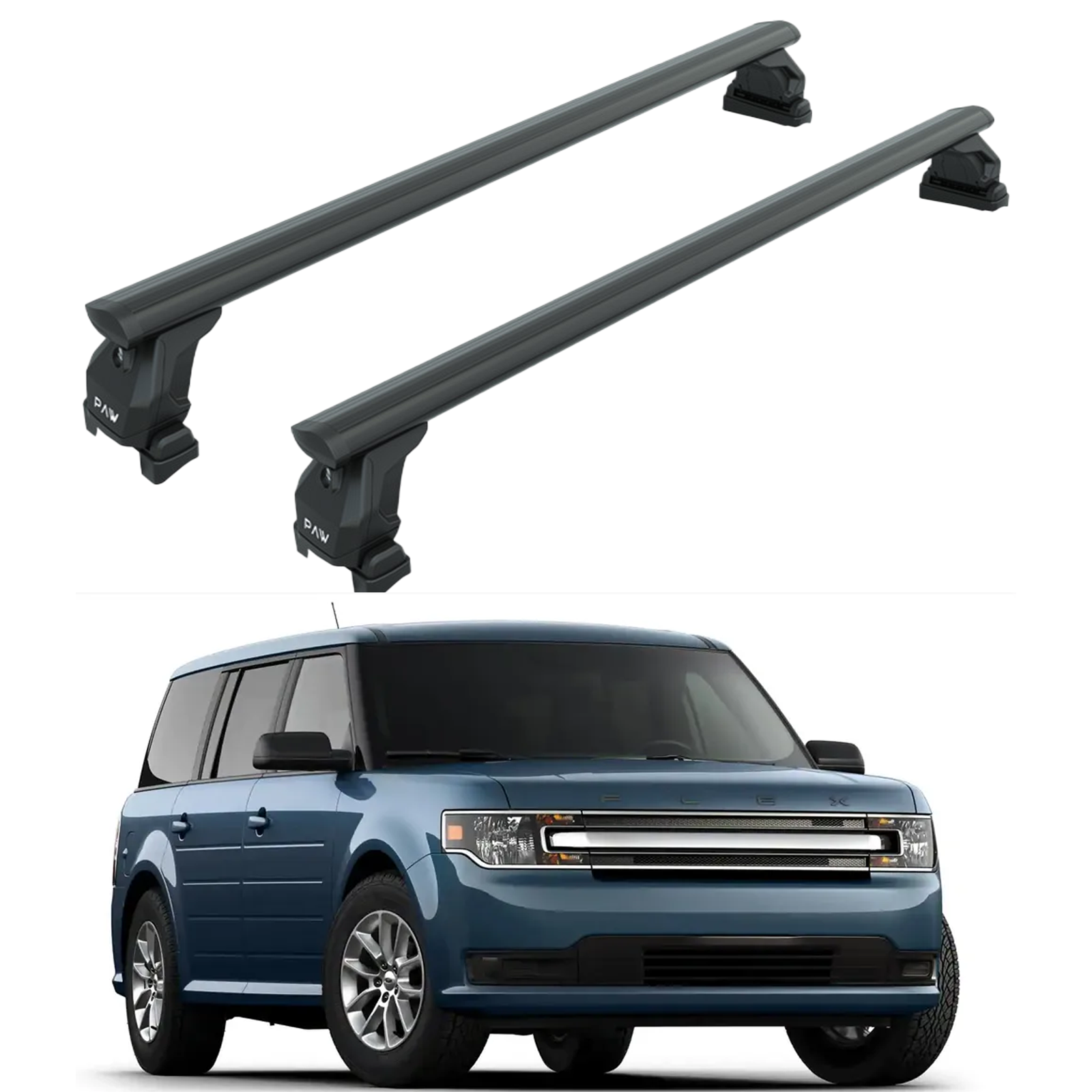 Für Ford Flex 2008–2013 Dachträgersystem, Aluminium-Querstange, Metallhalterung, abschließbar, schwarz