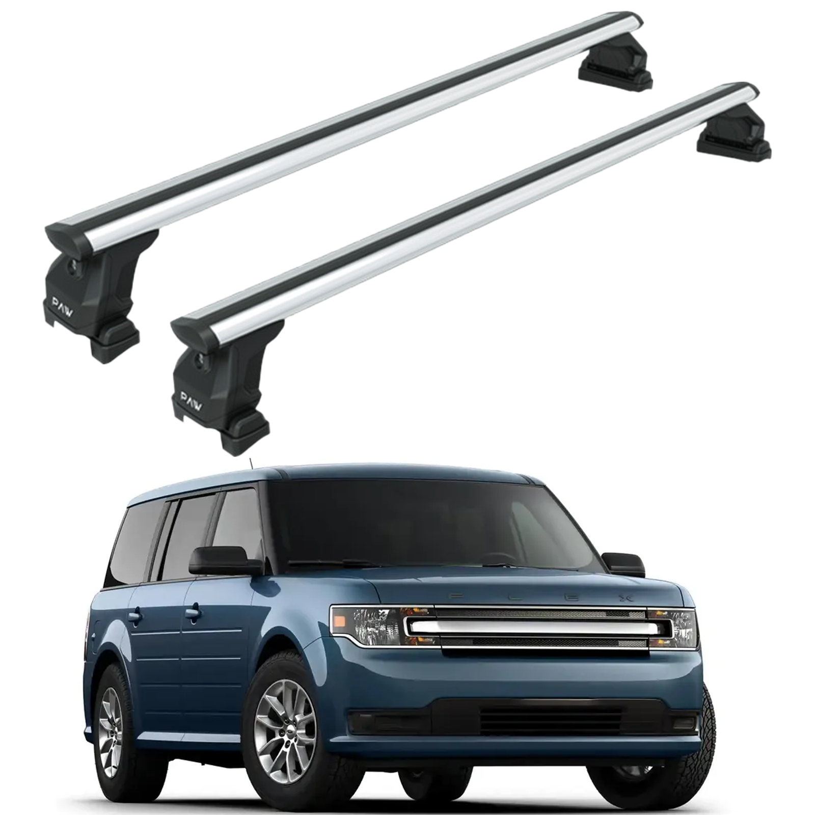 Für Ford Flex 2008–2013 Dachträgersystem, Aluminium-Querstange, Metallhalterung, abschließbar, Silber