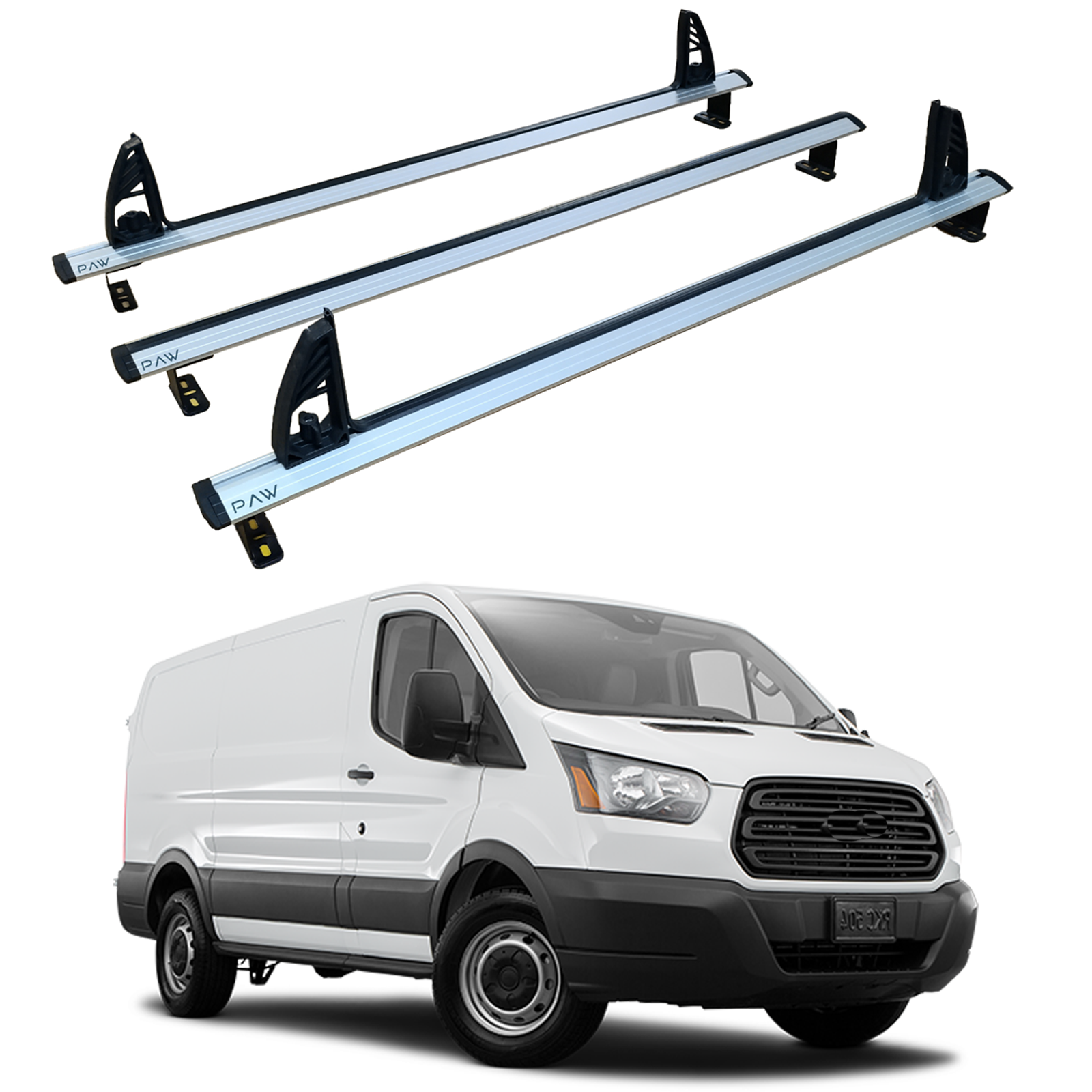 For Ford Transit (2013-2025) Ladder Roof Rack Carrier Cross Bars Aluminum, Silver 3 Qty
