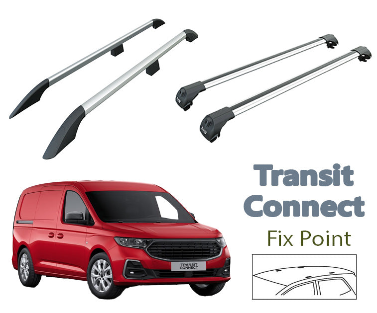 For Ford New Transit Connect L1 SWB Roof Rails + Roof Rack Full Set 2024- Up Silver