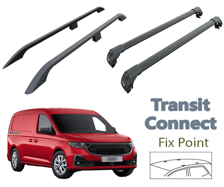 For Ford New Transit Connect L1 SWB Roof Rails + Roof Rack Full Set 2024- Up Black