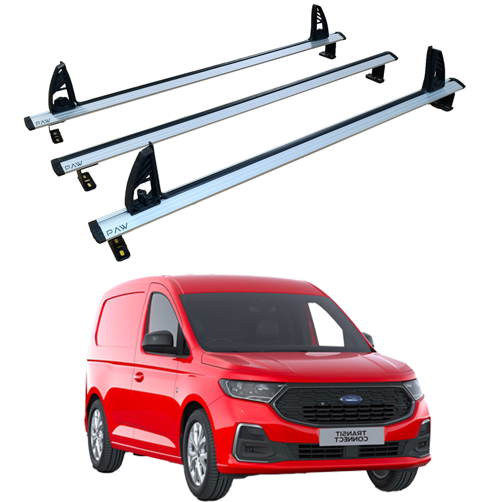 For Ford Connect Ladder Roof Racks Cross Bars Carrier Alu 2023-Up 3 Qty Black