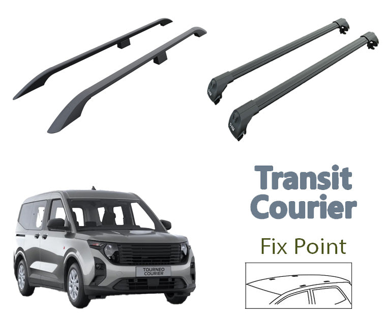 For Ford Courier 2022-Up Roof Side Rails and Roof Racks Cross Bars Alu Black