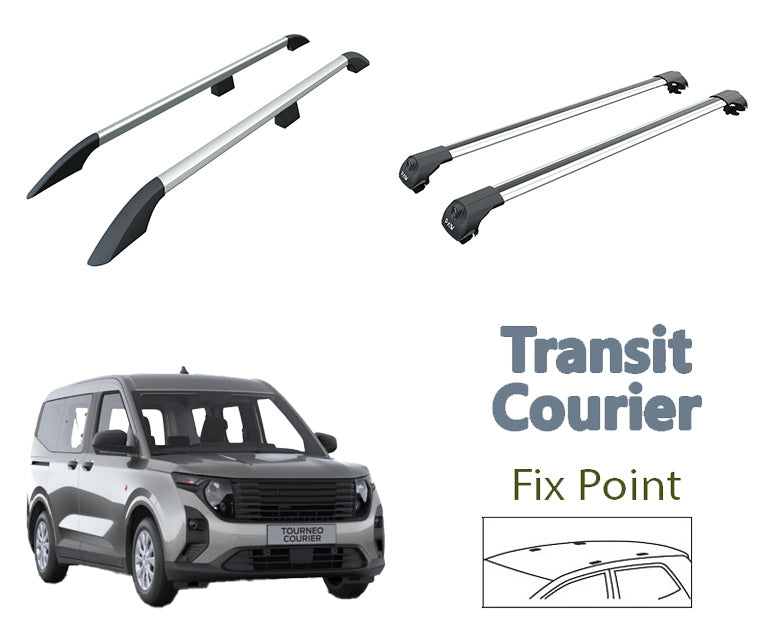 For Ford Courier 2022-Up Roof Side Rails and Roof Racks Cross Bars Alu Silver
