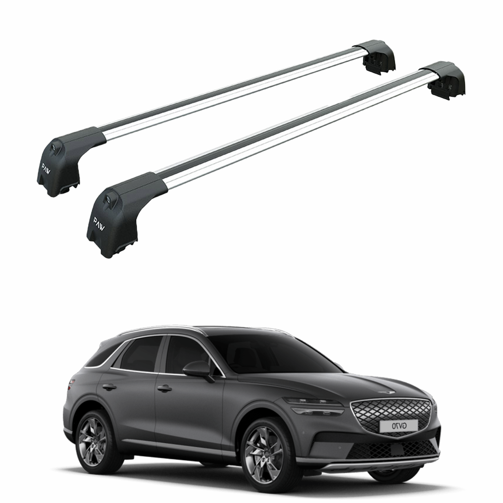 Für Genesis GV70 2022-Up Dachträgersystem, Aluminium-Querstange, Metallhalterung, abschließbar, Silber