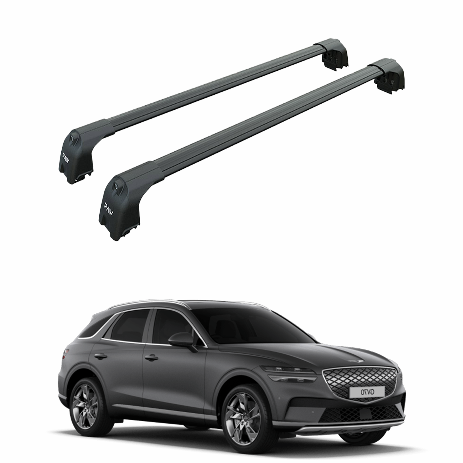 Für Genesis GV70 2022-Up Dachträgersystem, Aluminium-Querstange, Metallhalterung, abschließbar, Schwarz