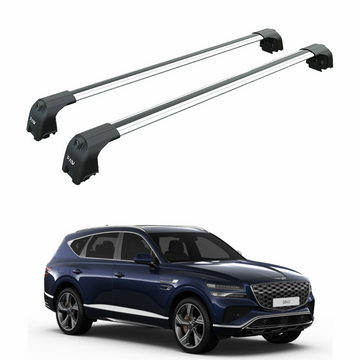 For Genesis GV80 2022-2025 Roof Rack Cross Bars Flush Rail Alu Silver